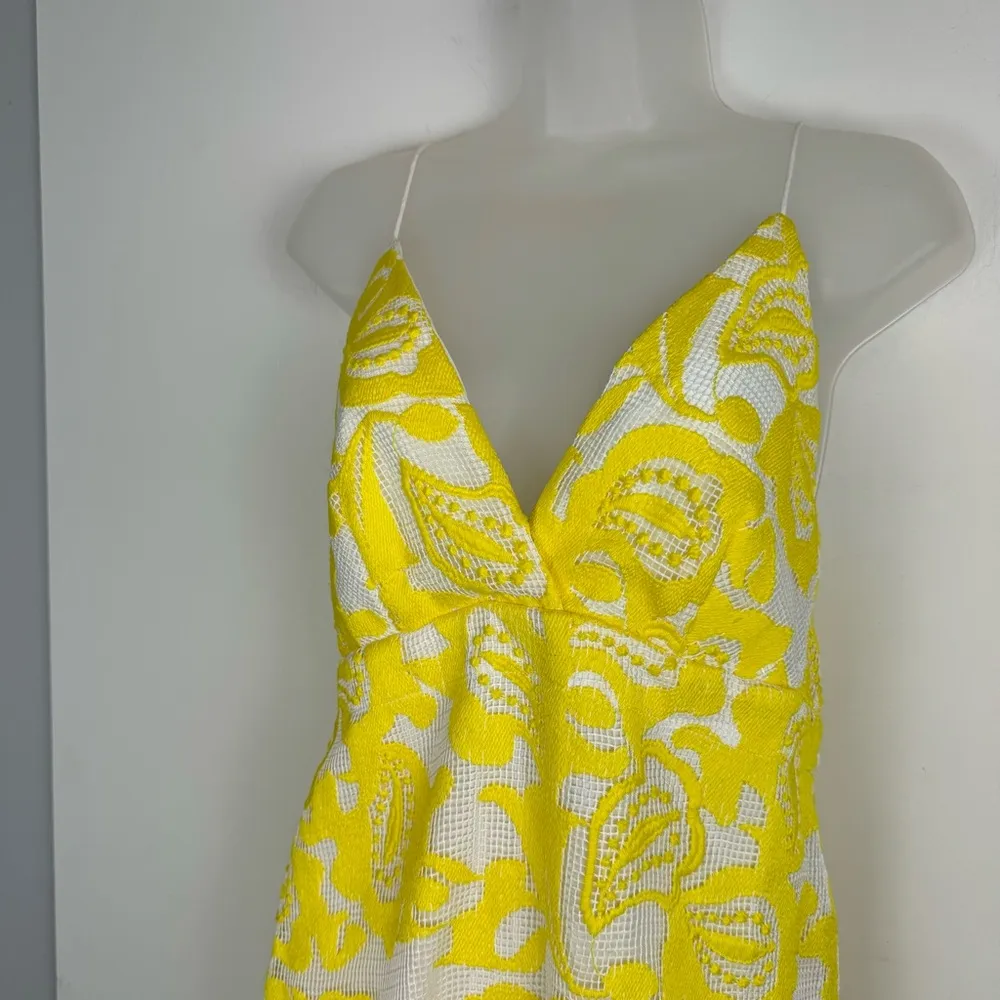 Maeve by Anthropologie Strappy Lace Mini Dress Sz 8 Yellow White Floral - Image 8