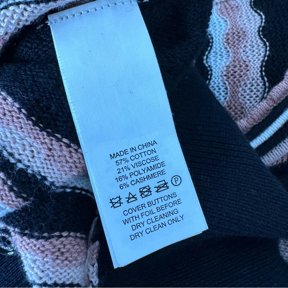 Kate Spade Pointelle Cotton Cashmere Blend Striped Cardigan Sweater Small - Image 7