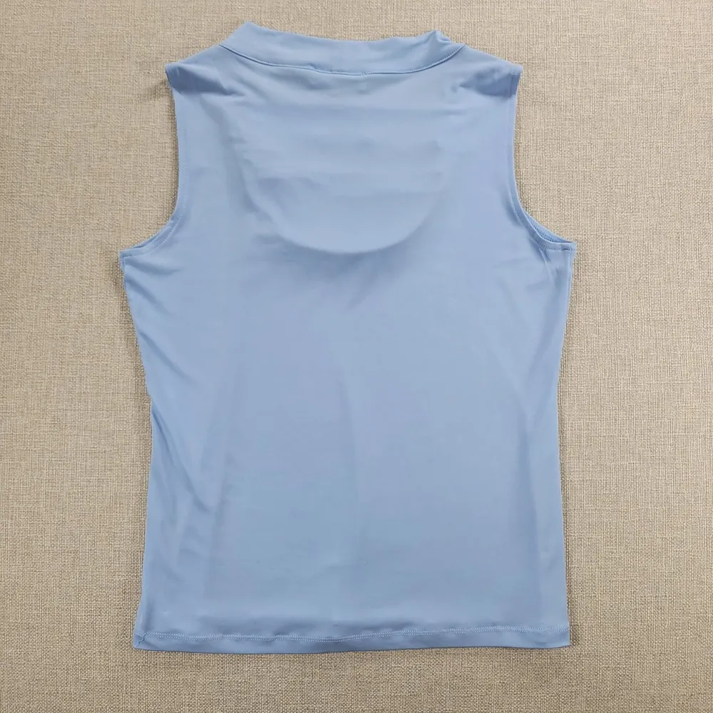 Calvin Klein Womens Blouse Top Size S Powder Blue Drape Cowl Neck Stretch Tank - Image 3