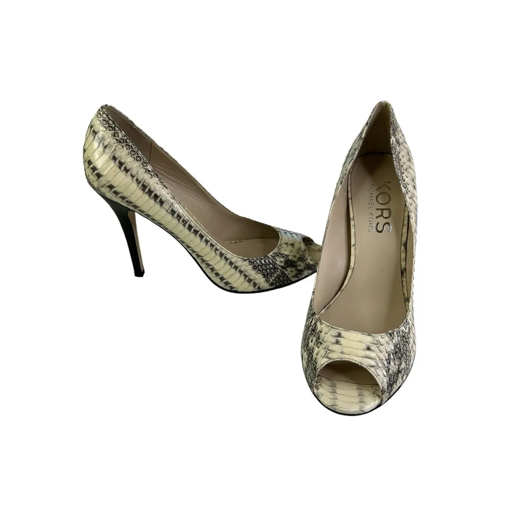 Kors Michael Kors snakeskin heels peep toe Sadie Size 10 - Image 2