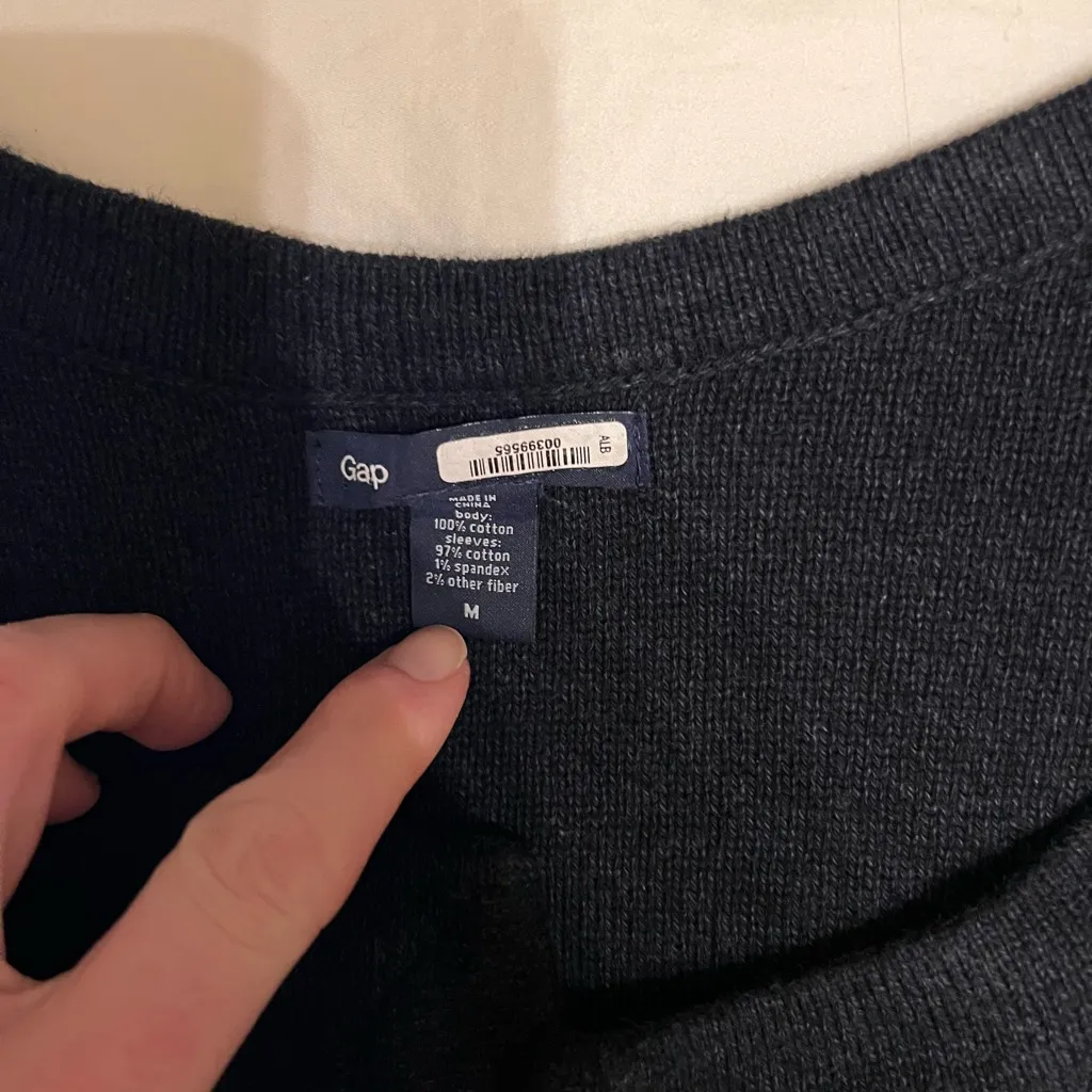 GAP Charcoal Knit Cardigan with eyelet detail on sides - Image 4