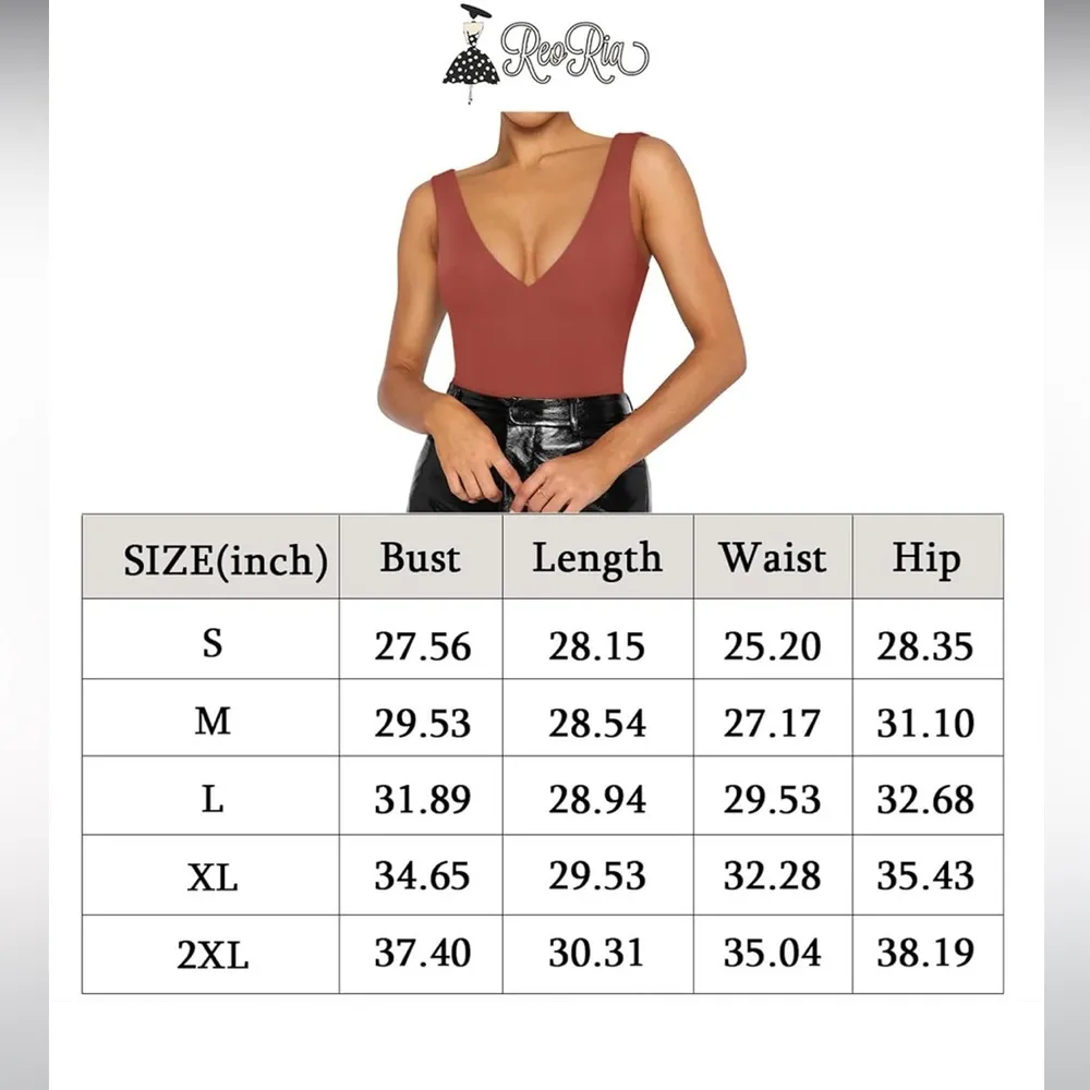 NWT REORIA Women's Sexy Plunge Deep V Neck Sleeveless Bodysuit Size M - Image 8