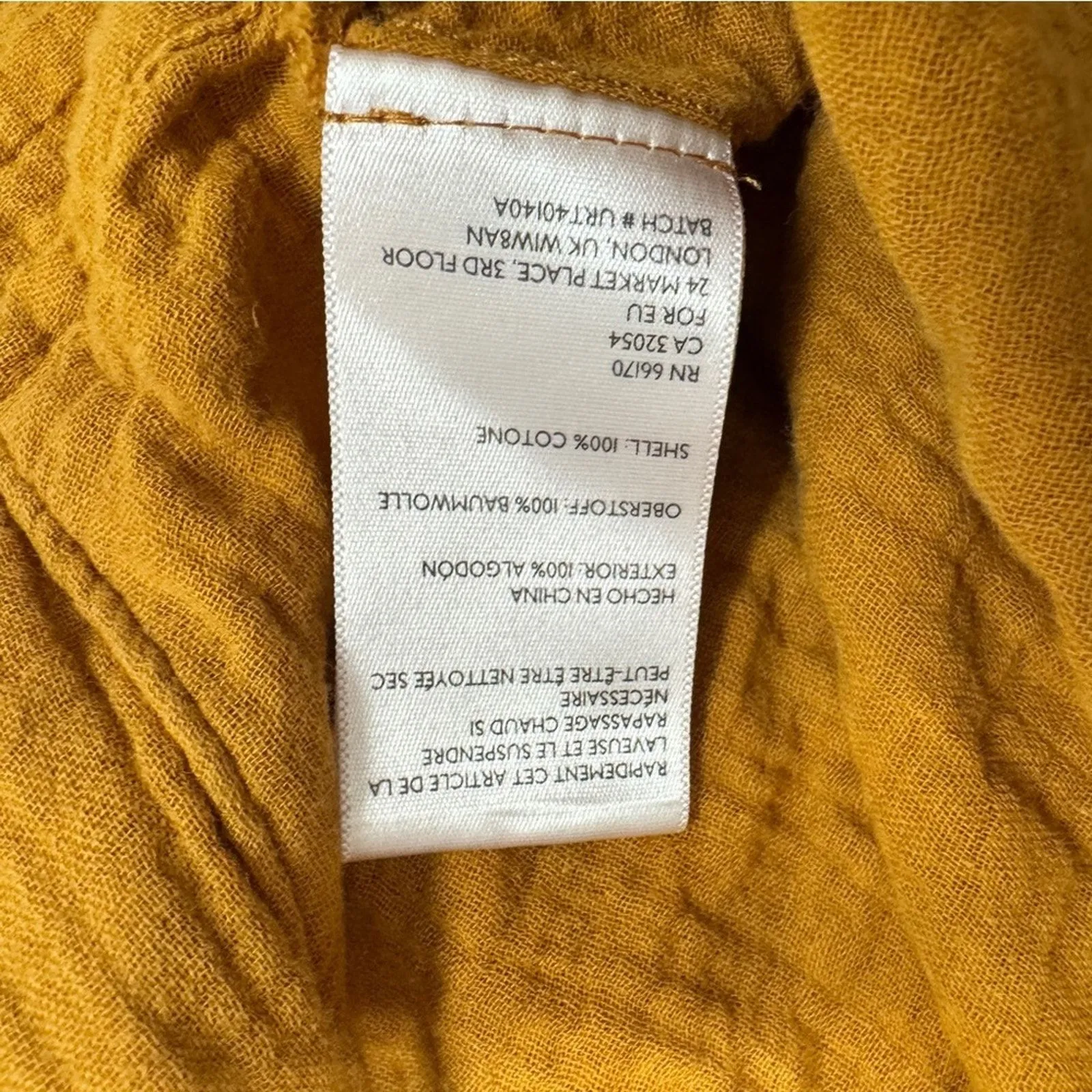 Urban Outfitters Mustard Yellow Crepe Tie Front Long Sleeve Blouse Womens M Top - Image 4