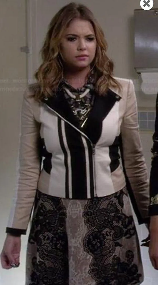 BCBGMAXAZRIA Erin Color Blocked Moto Jacket Blazer BEIGE/BLACK Size S NEW - Image 3