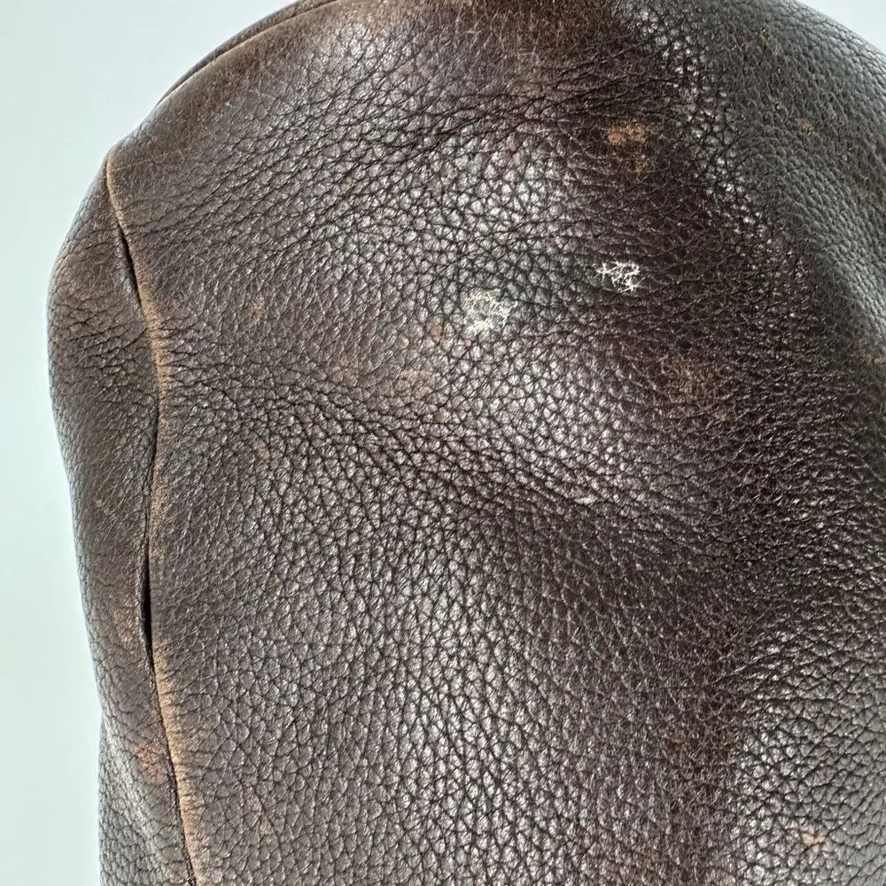 Stone‎ Mountain Dark Chocolate Brown Pebbled Leather Brass Grommet Bucket Bag - Image 16