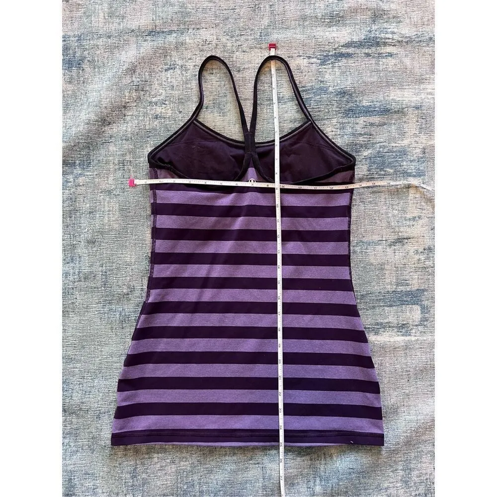 Lululemon Purple Zinfandel Deep Purple Stripe Power Y Athletic Tank Top Size 6 - Image 6