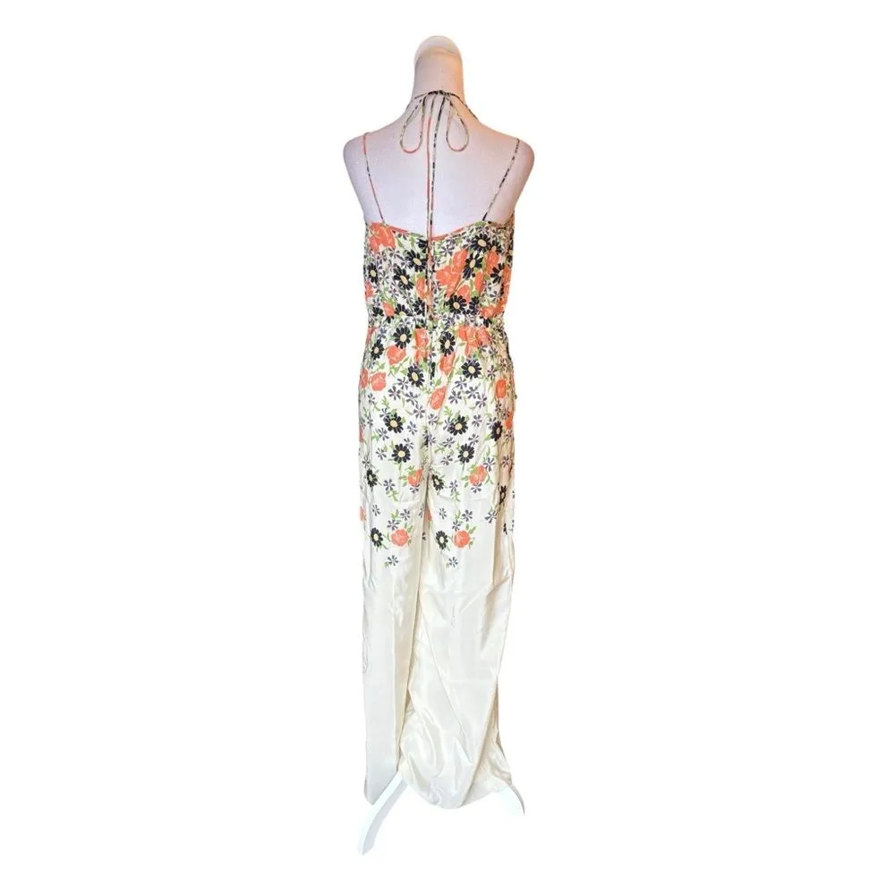 Elevenses Anthropologie Silk Floral Tupsa Pleated Jumpsuit Womens Size 4 - Image 5