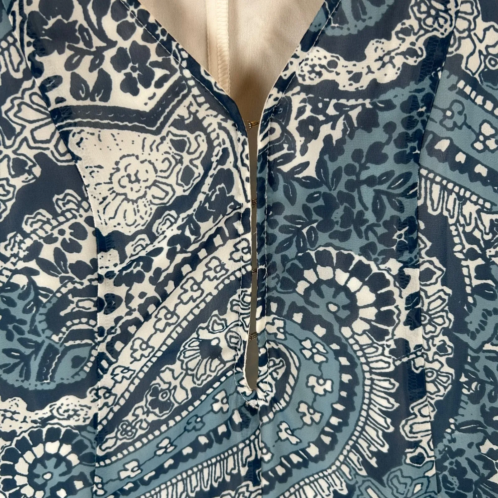 Show Me Your Mumu Blue Paisley Print Bailey Back Tie Romper Long Sleeve XS - Image 7