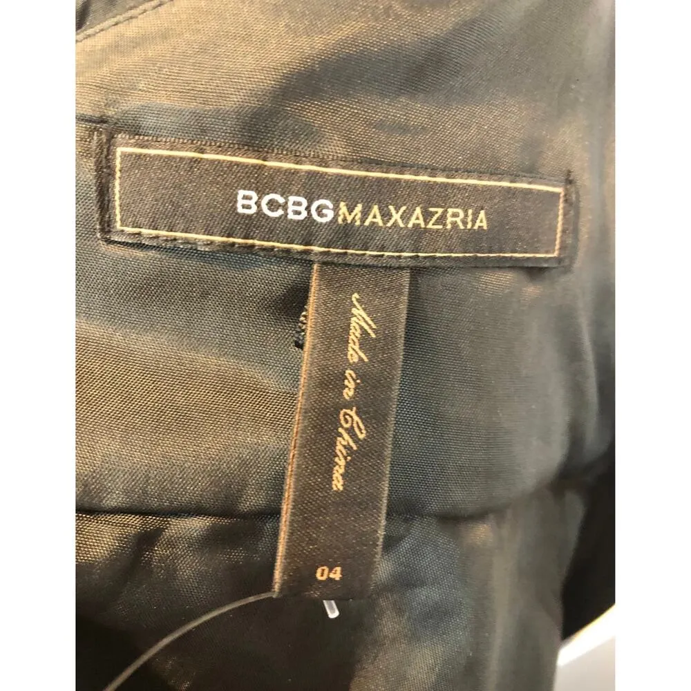 BCBG Maxazria ruched Sequence black cocktail deep V front open back dress size 4 - Image 12