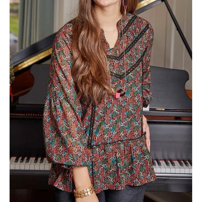 Matilda Jane Choose Your Own Path‎ Carol Top Floral Peasant Size XLarge - Image 5