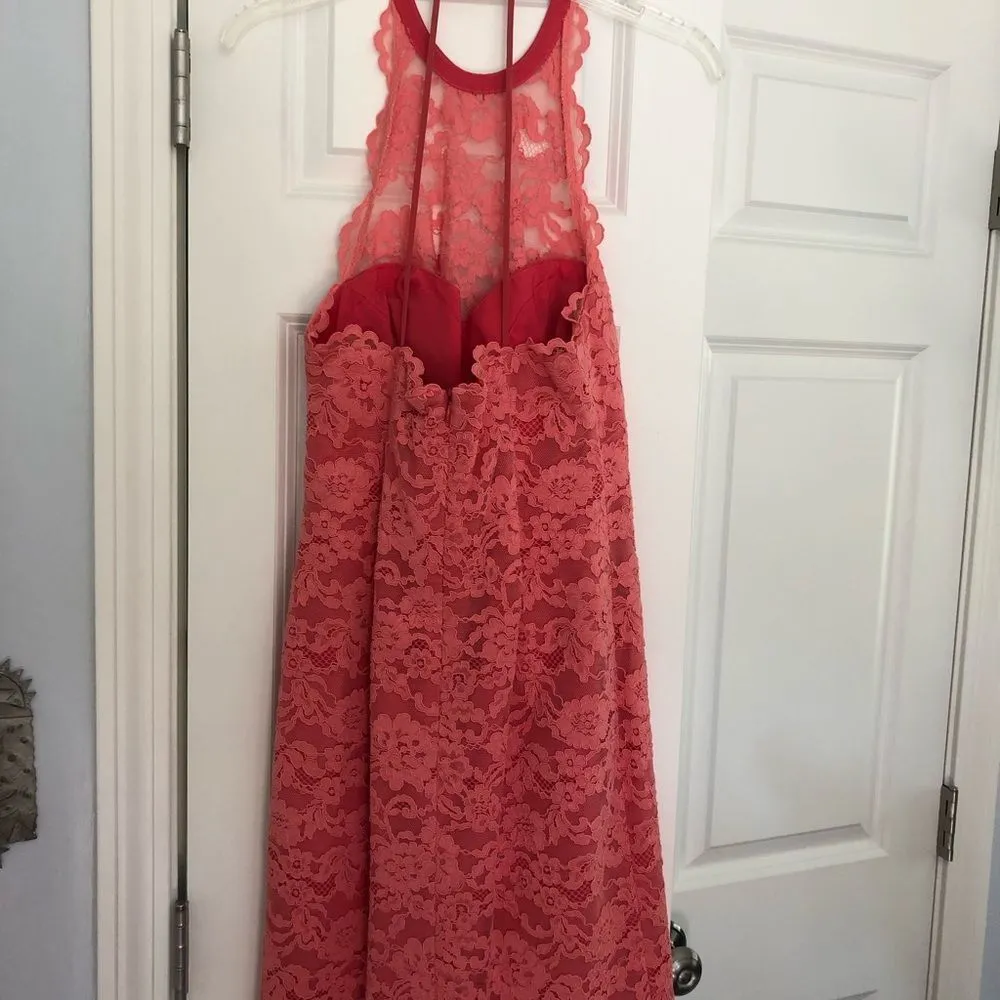 Coral lace nicole miller halter dress - Image 4