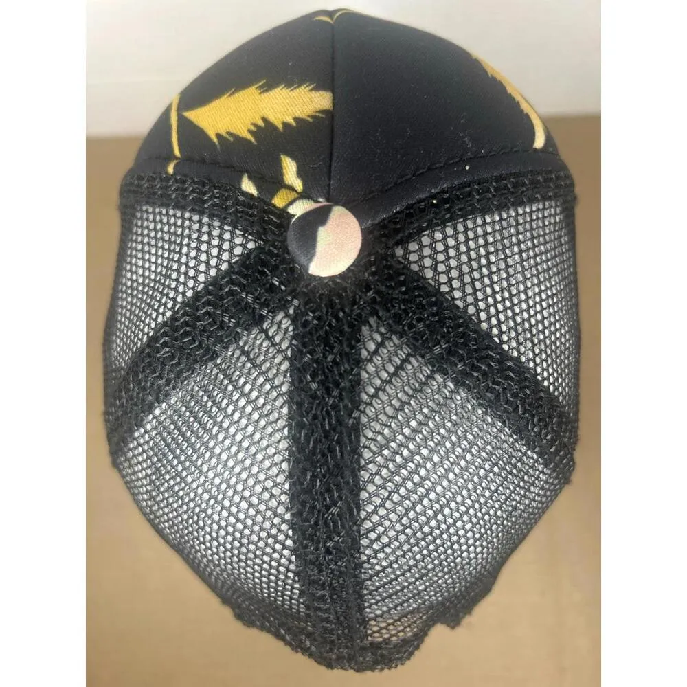 Billabong Hawaiian Floral Trucker Hat Mesh Back Black Snap - Image 6