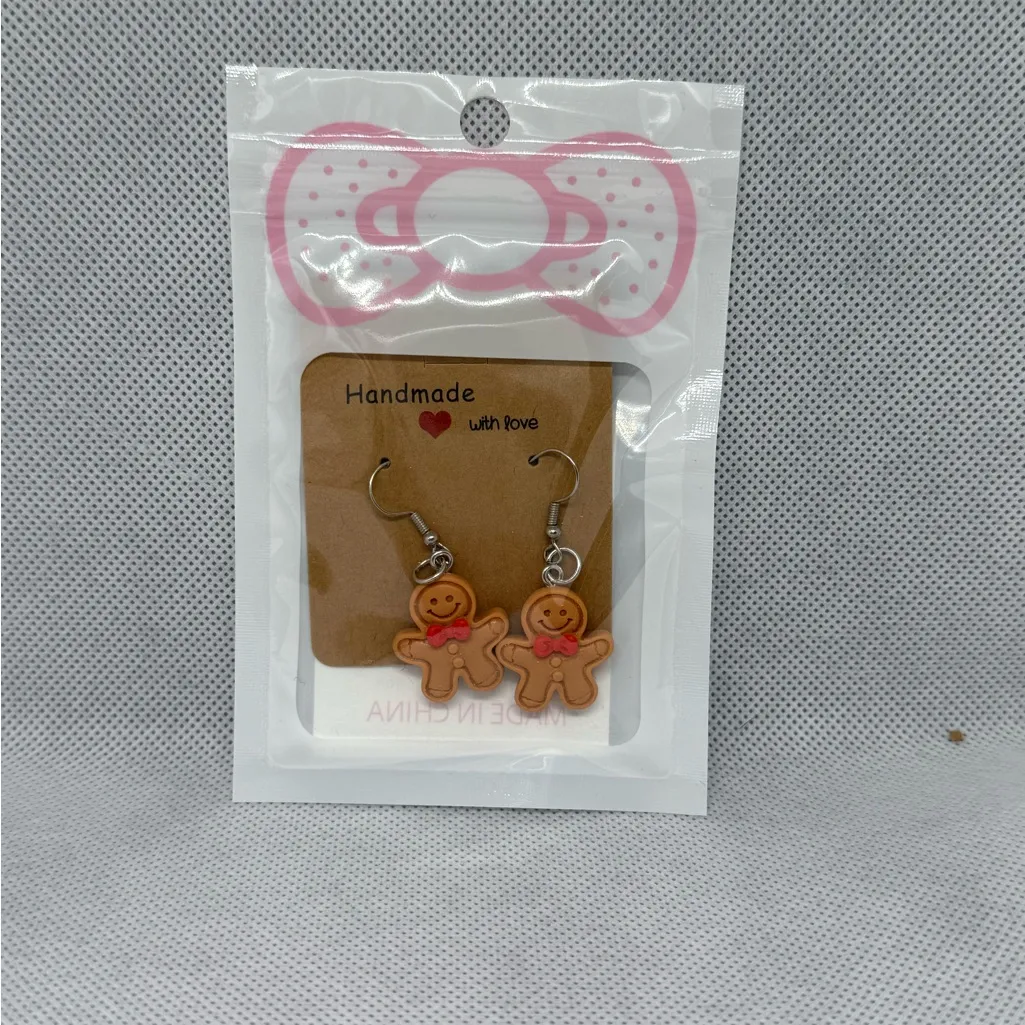 Handmade Gingerbread Earrings Brown - Image 3