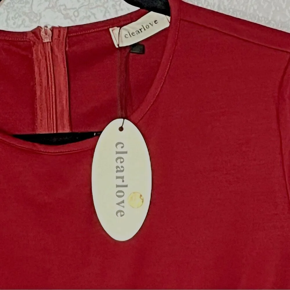 Clearlove Valentines Red Long Sleeve Elegant Cocktail Party Dress Size M NEW! Size M - Image 5