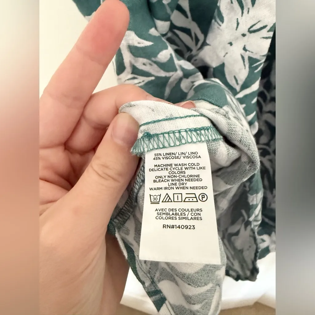 NWT LOFT Halter Neck Tank Top Palm Leaf Tropical Flower Print Linen Size XXL - Image 6