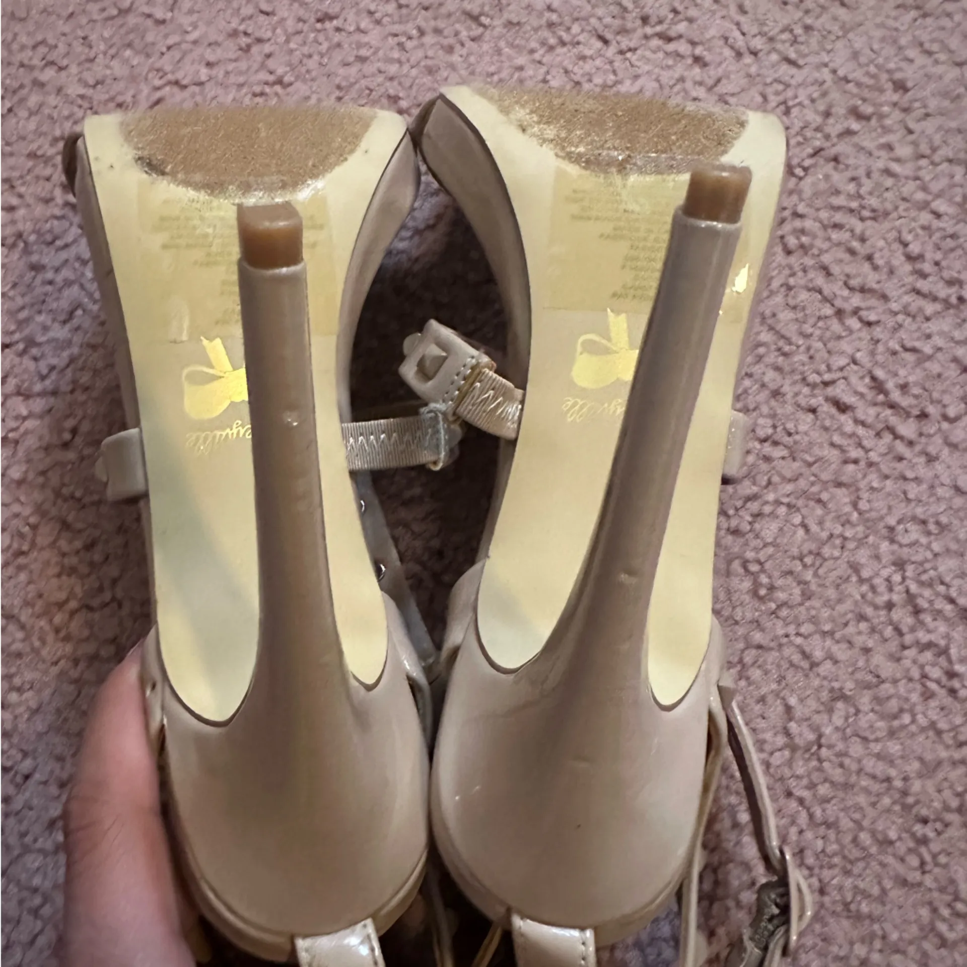 EUC Betseyville By Betsey Johnson Studded Marquee Stiletto Heels Blush Size 8 5” - Image 6