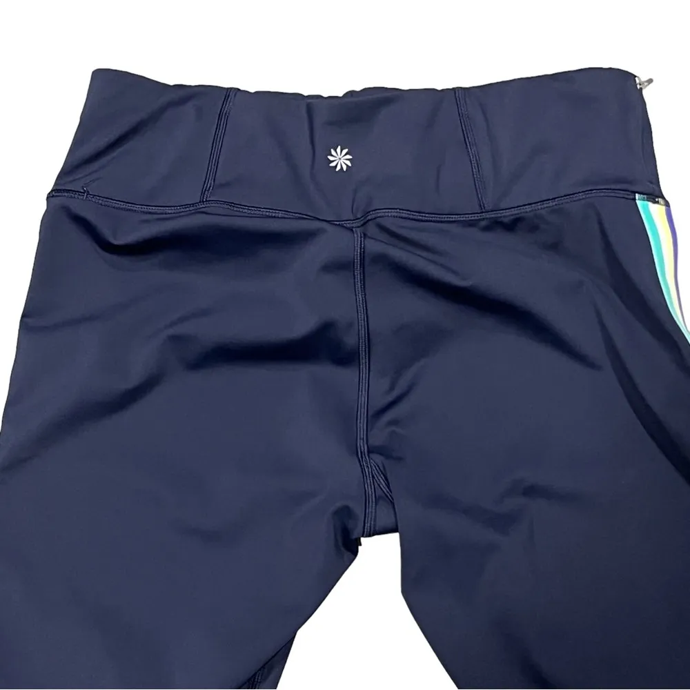 Athleta Navy Blue Contender Side Stripe Capri Tights Leggings - Image 7