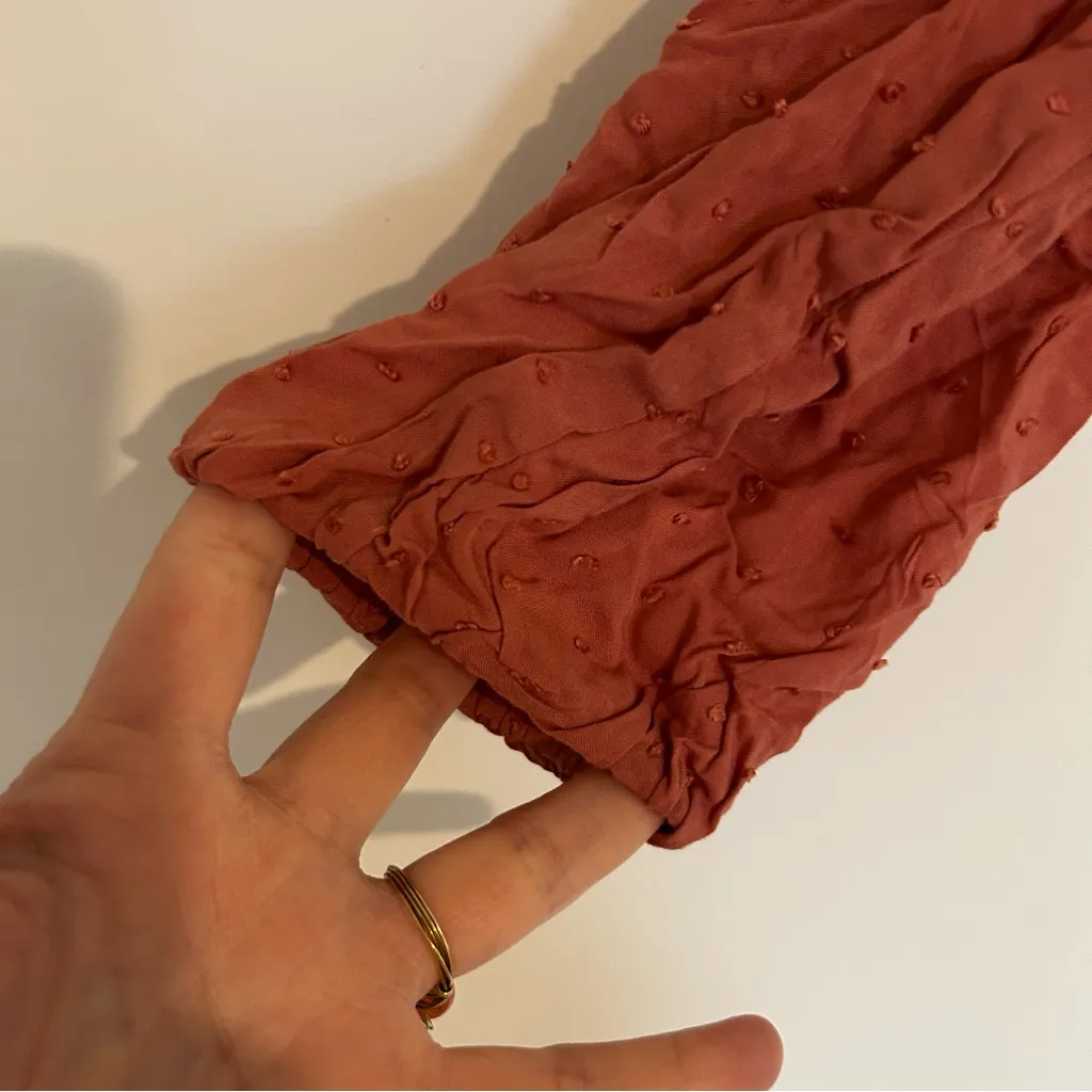 Aeropostale Dusty Rose Pink Long Sleeve Lightweight Cropped Swissdot Blouse Lrg - Image 3