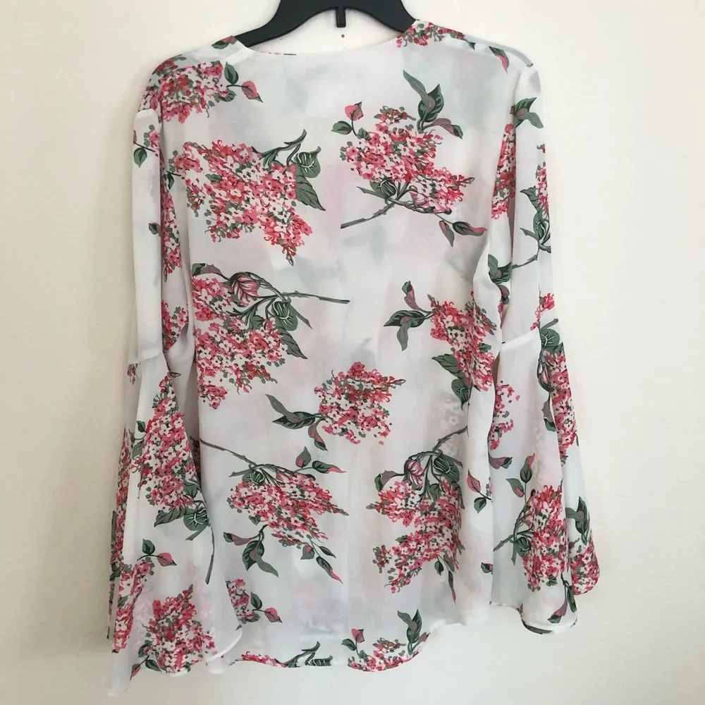 Boohoo Aleena Fluted Kimono Bell Sleeve Floral Blouse Top 12 - Image 4