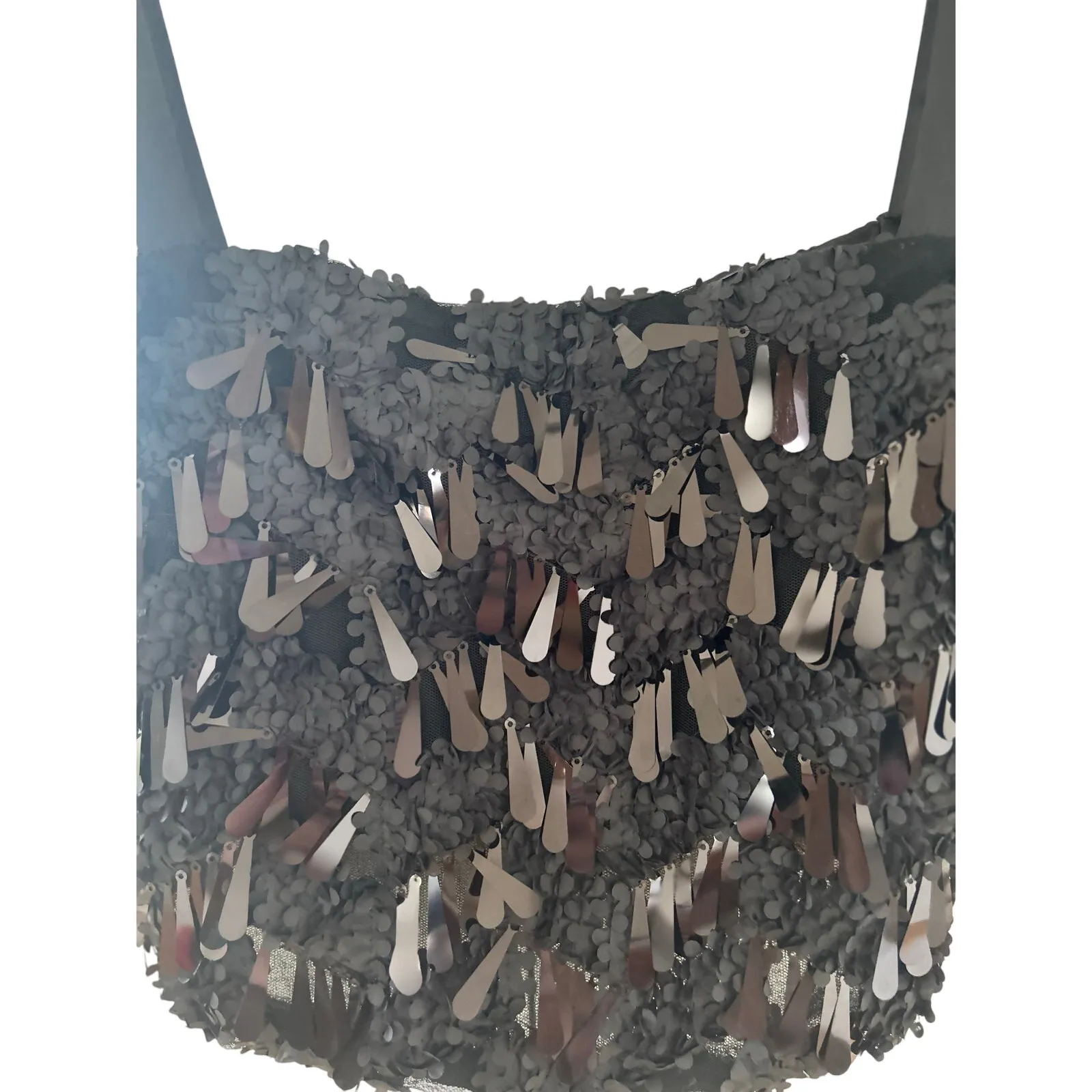 Zara Scallop Sequin Black Cropped Textured Tank Top - Image 5