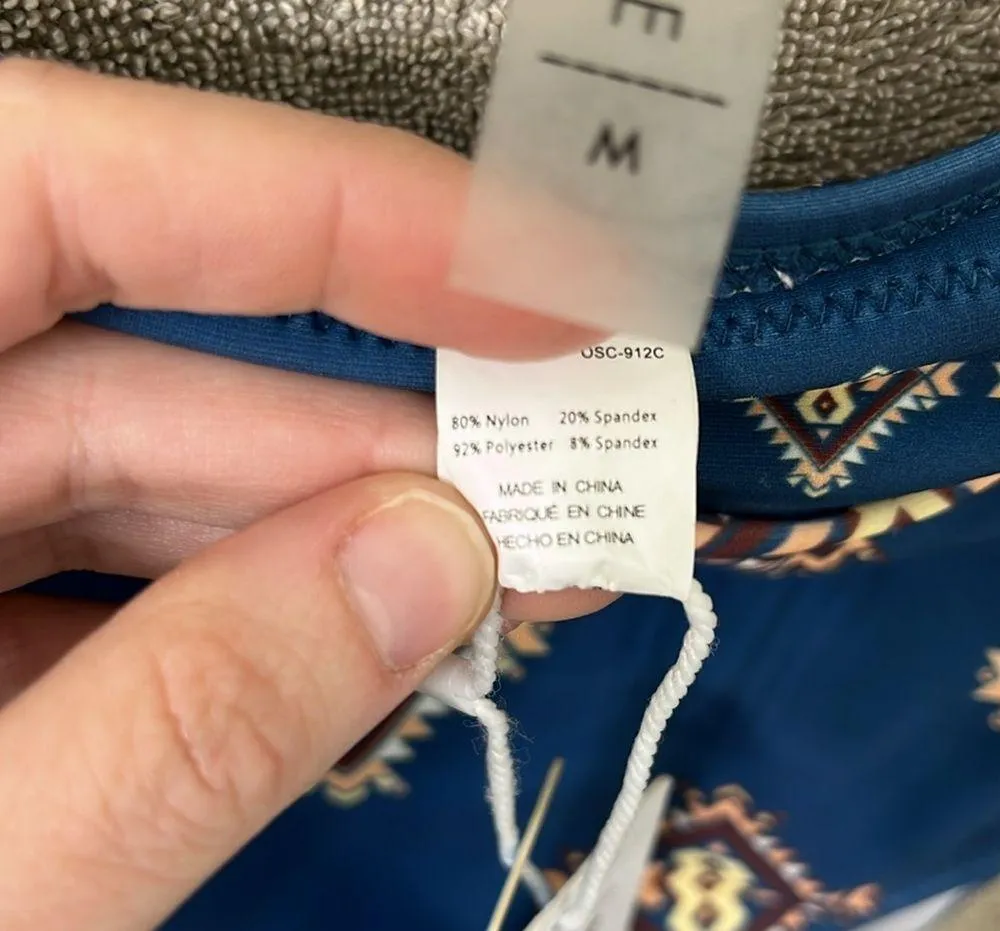 Cupshe NWT  High Waisted Blue Bikini Bottoms Aztec Western Boho Size Medium - Image 4