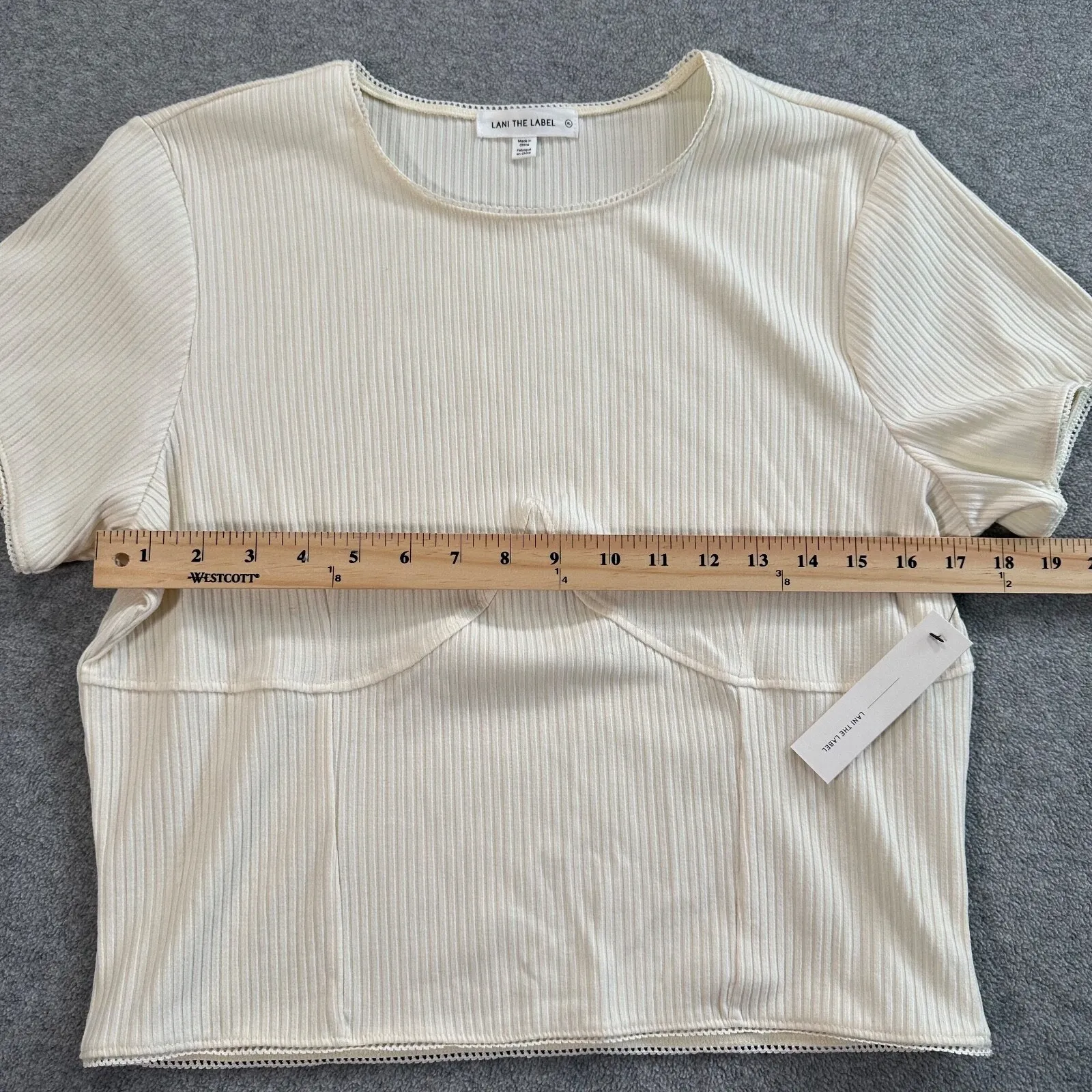 Lani the Label Ribbed Underwire Crop Top Women's X-Large Cream Short Sleeve New - Image 6