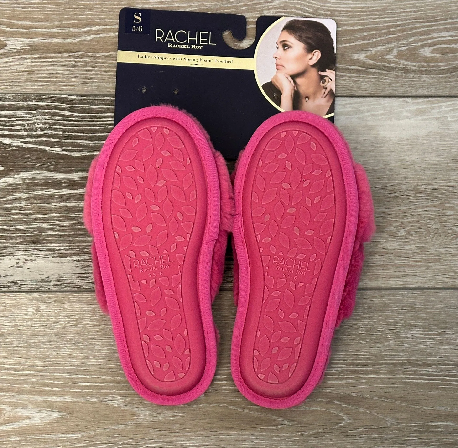 Rachel Roy NEW!  Beautiful Bright Pink Furry Fluffy Slippers Sz S 5 6 - Image 5