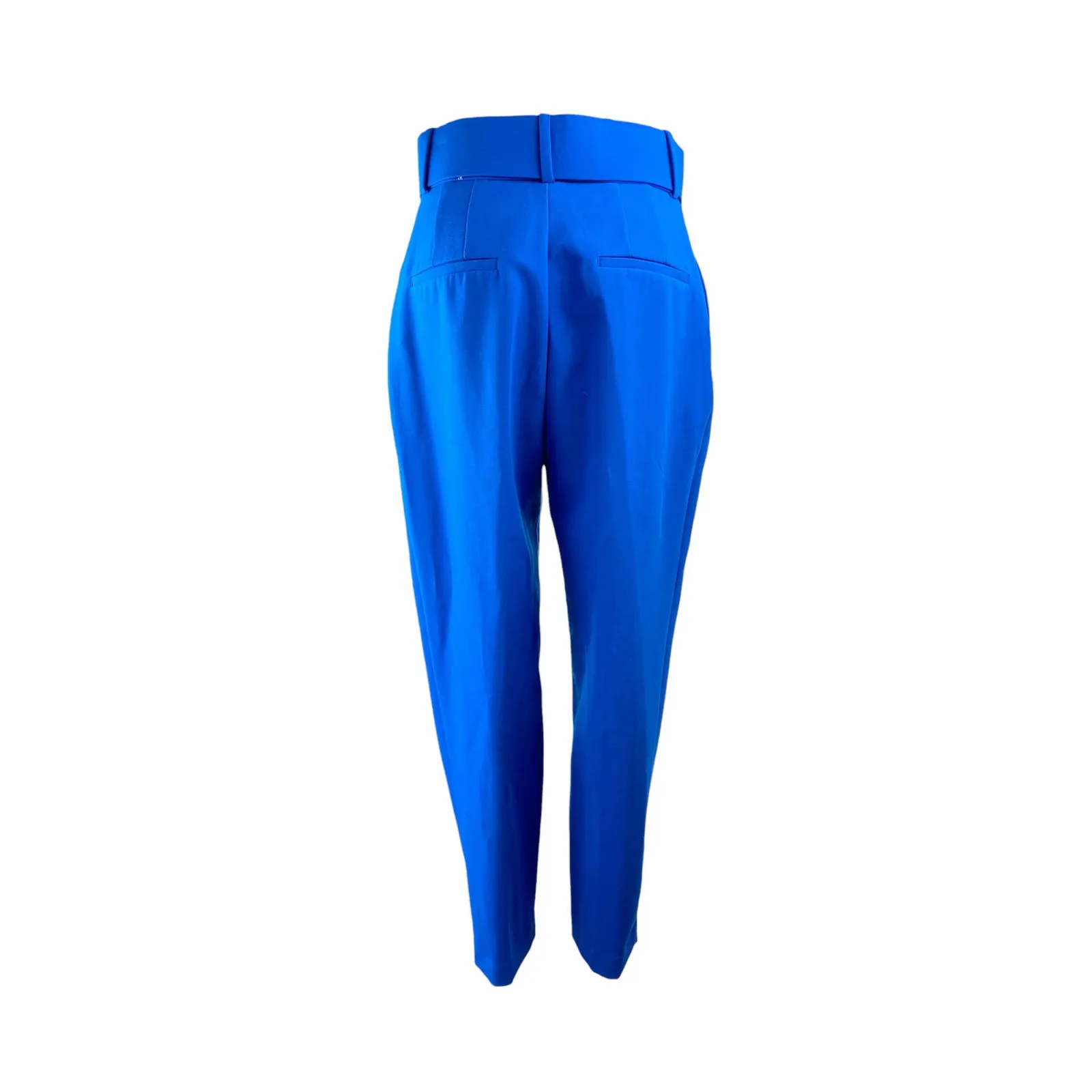 Zara Ananya Blue Pleated Belted High Waisted Tapered Leg Trousers Dress Pants S - Image 2
