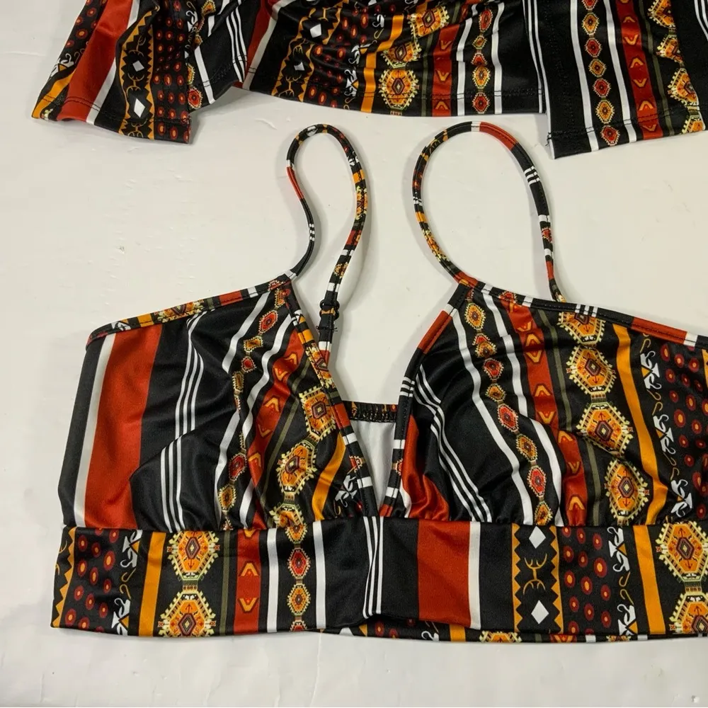 SHEIN geo print crop cami top & slit skirt size Large - Image 4