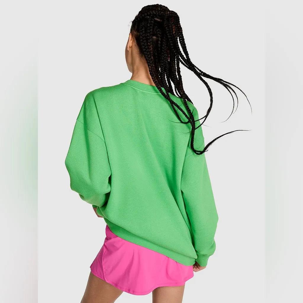 Victoria’s Secret Pink Coney Island Fleece Crewneck Sweatshirt Green Size Medium - Image 2