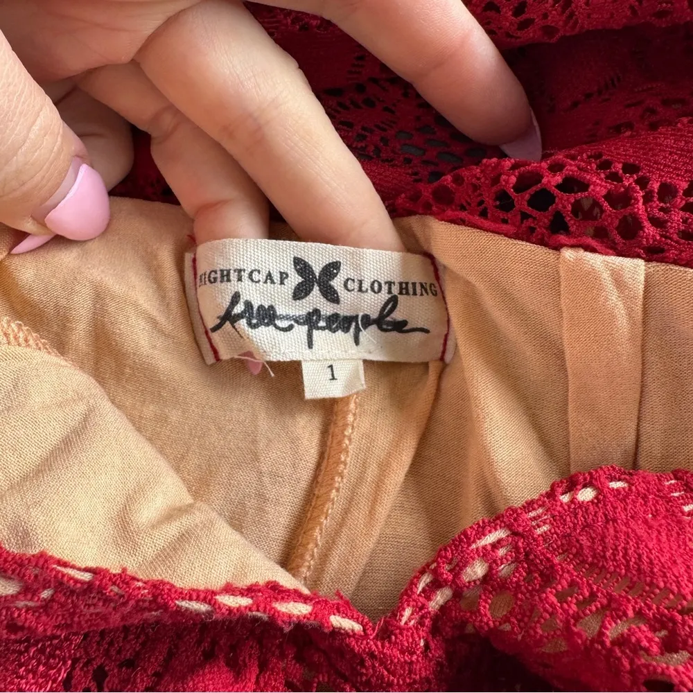 NWOT, Nightcap x Free People, Fleur Lace Jumpsuit Red V-neck XS (1) - Image 6