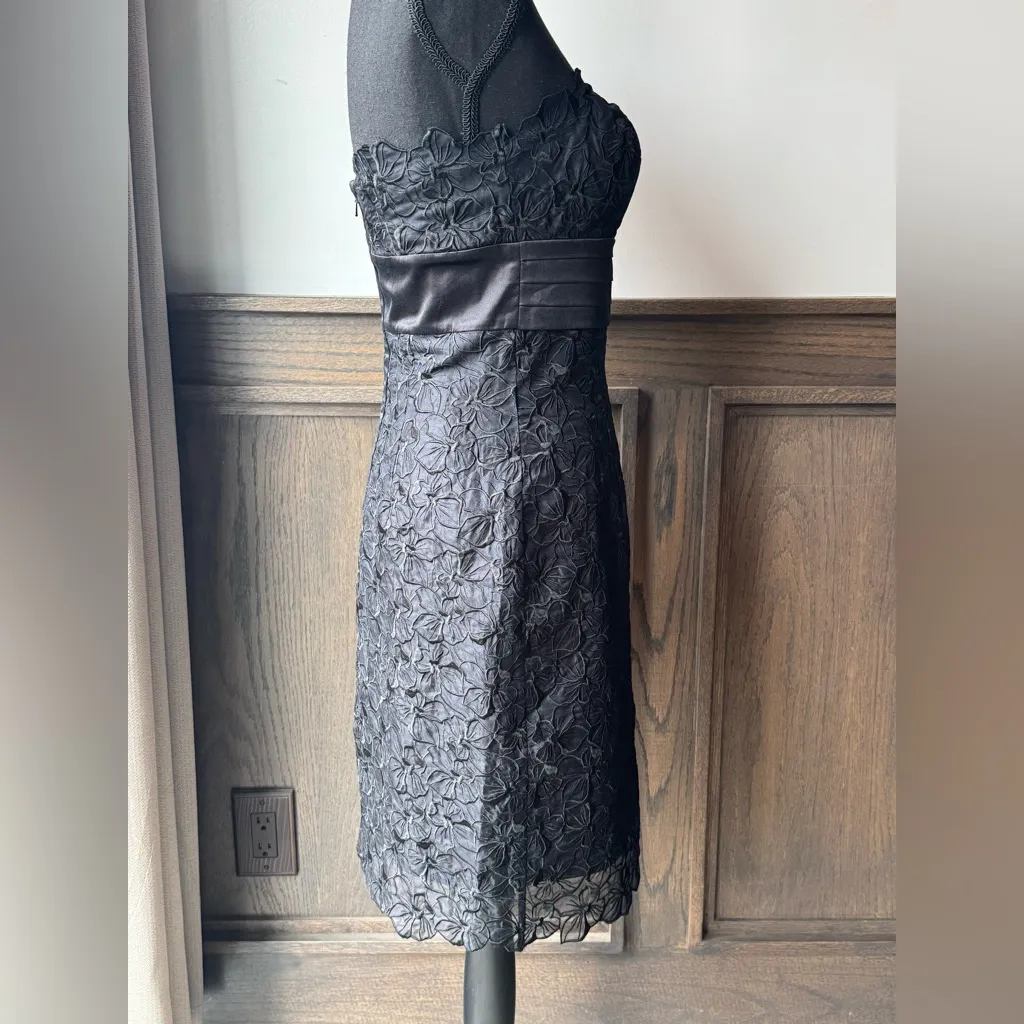 Jessica Simpson silk floral embroidered black whimsigoth dress size 4 - Image 6