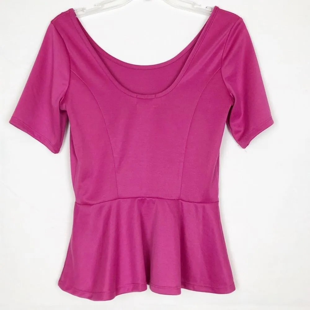 Eyelash Couture Peplum Pink Blouse Juniors Size Medium - Image 2