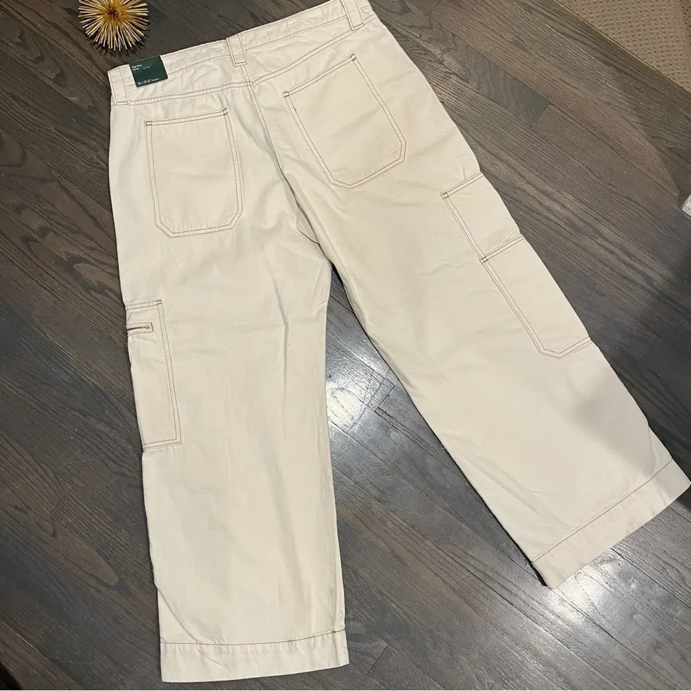 Wild Fable NWT High Rise Wide Leg Cargo Jeans Pants Cream 16/R - Image 6