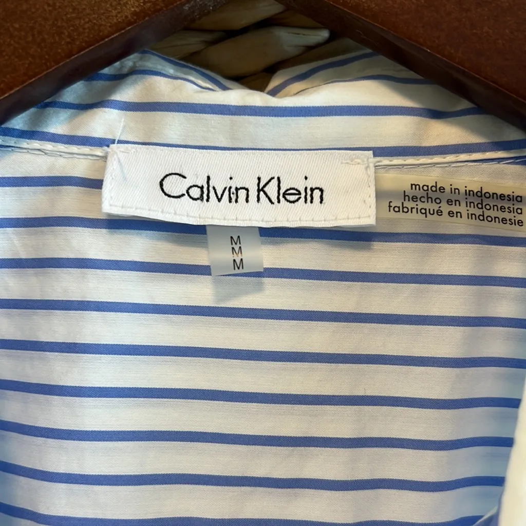 Calvin Klein Open Pocket Button Up Collar Blouse Top, M - Image 3