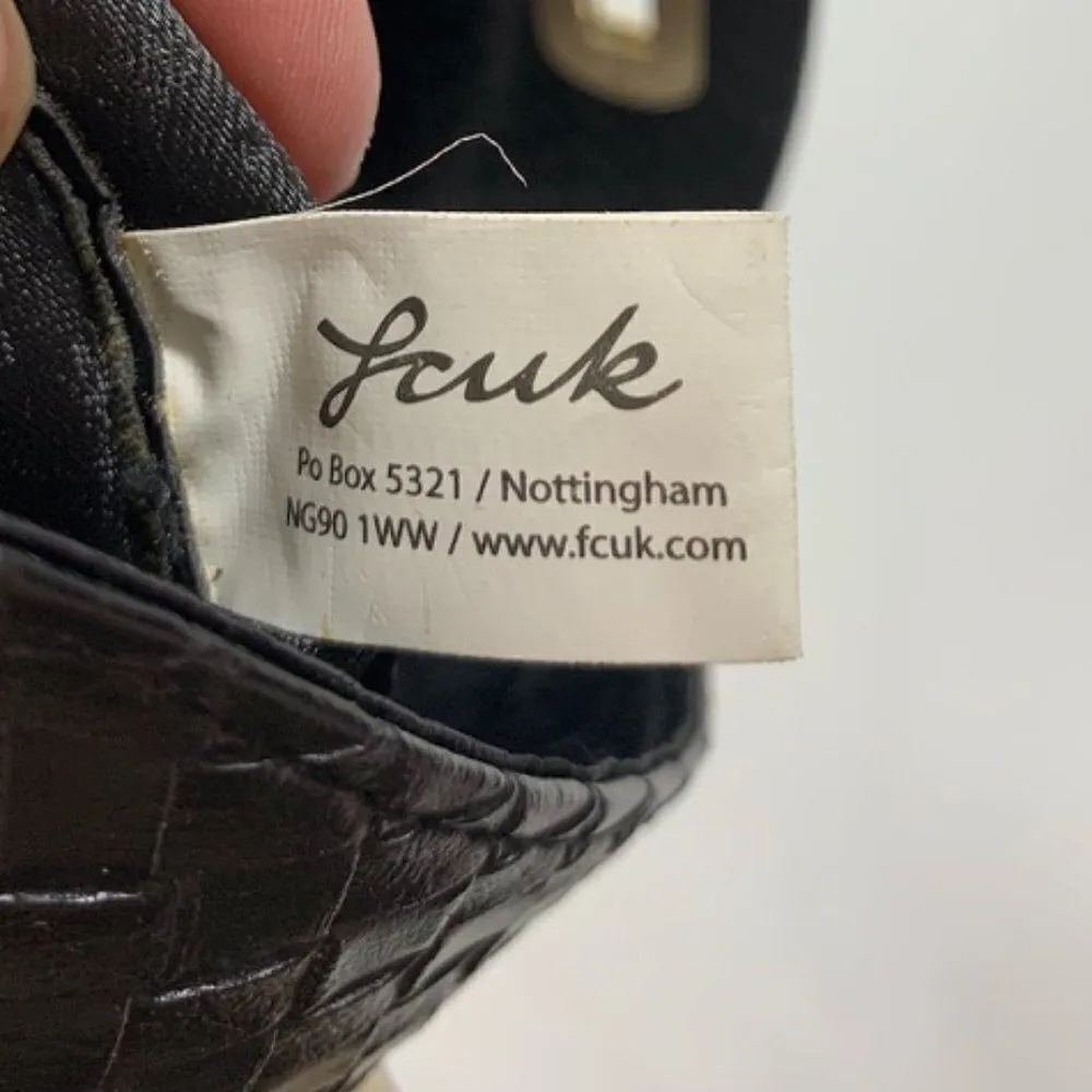 Fcuk French Connection UK Black Woven and Patent Clutch - Image 5