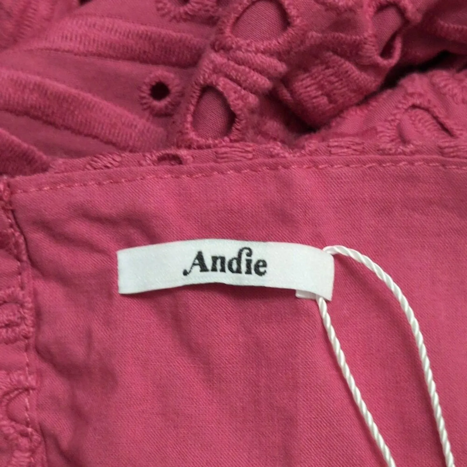 NWT Andie Roatan Dress Russet Pink Eyelet Halter Neck Scalloped Hem Midi Size S - Image 8