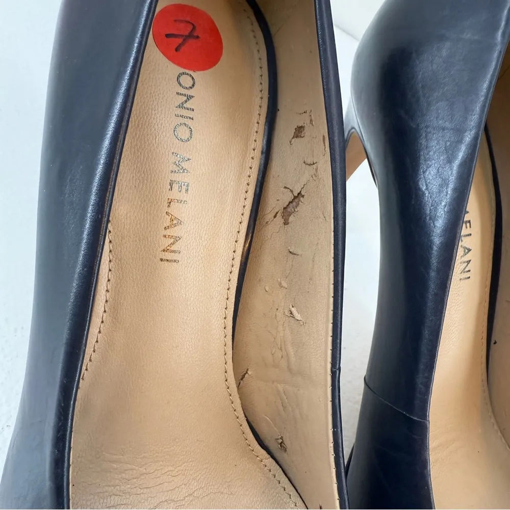 Antonio Melani 7M Black Leather Women's Pumps Shoes High Heels Pointed Toes - Image 7