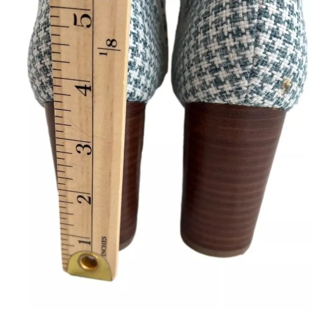 ASOS Emilia ankle boots teal white houndstooth stacked heel Size 7 - Image 4