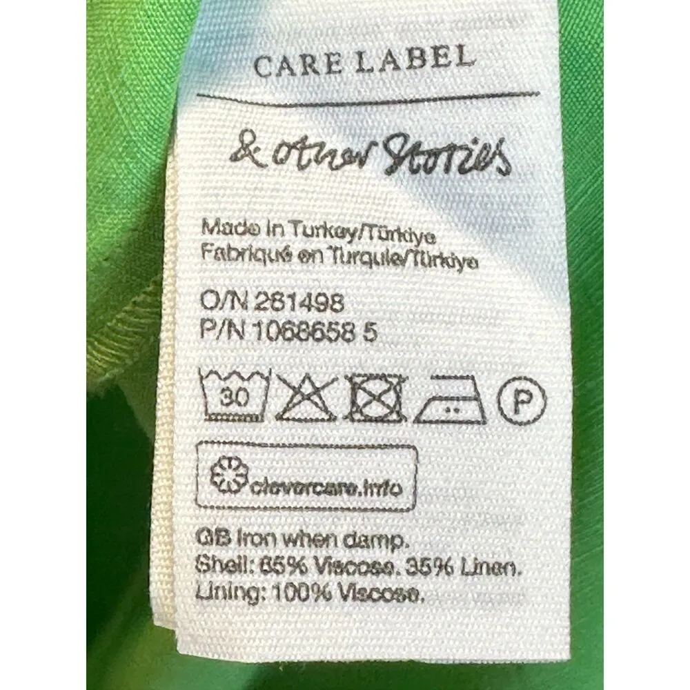 & Other Stories & Other Stories Women's Size 4 Green Midi Skirt Side Slit Elastic Waist NWT - Image 8