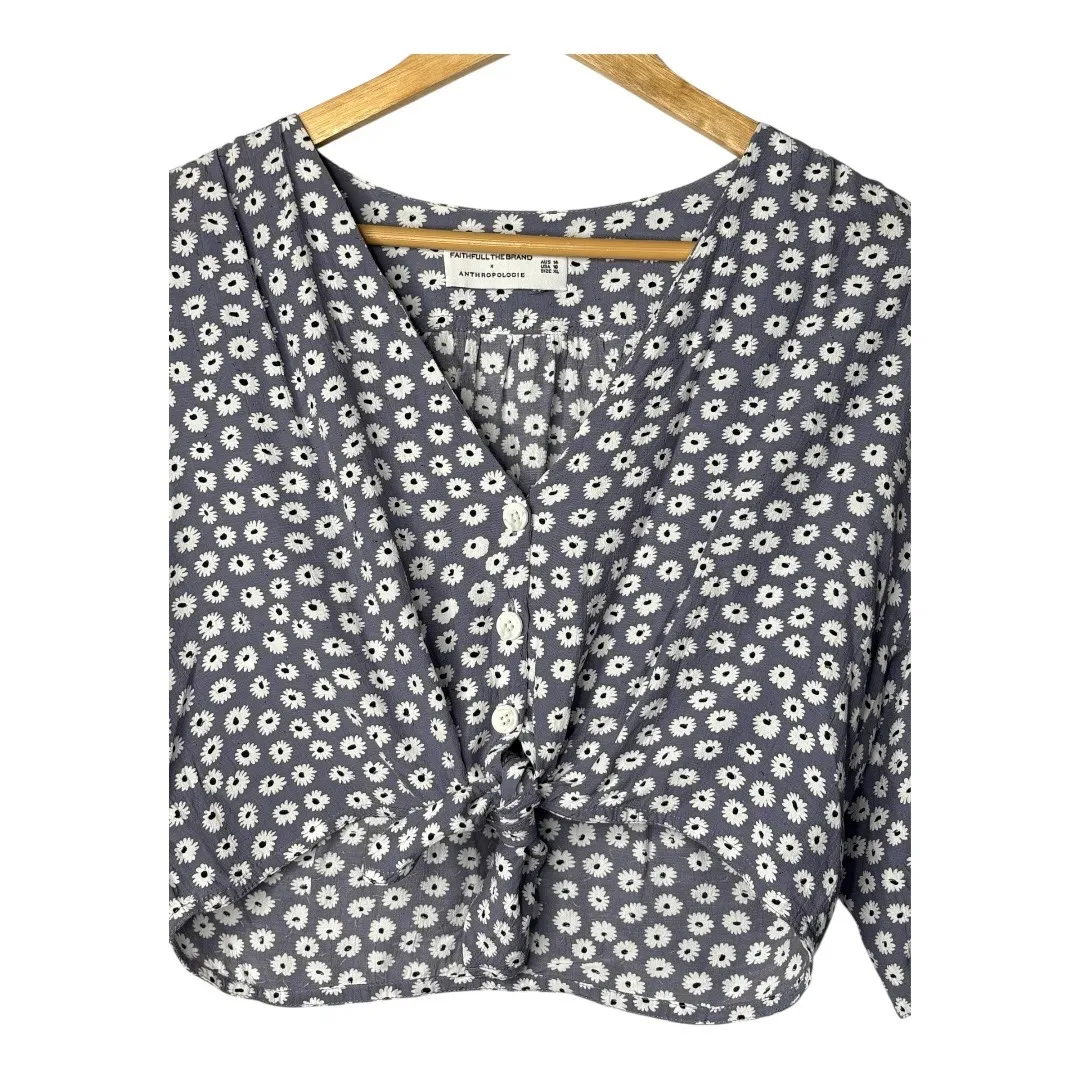 Faithfull‎ the Brand Anthropologie Danica Floral Tie Front Top Women Size XL - Image 5