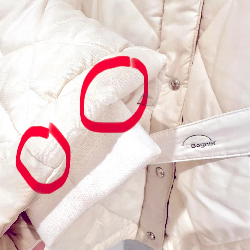 Bogner Puffer Winter Coat Jacket Women’s M Ivory Belt Vintage SEE DESCRIPTION Size M - Image 9