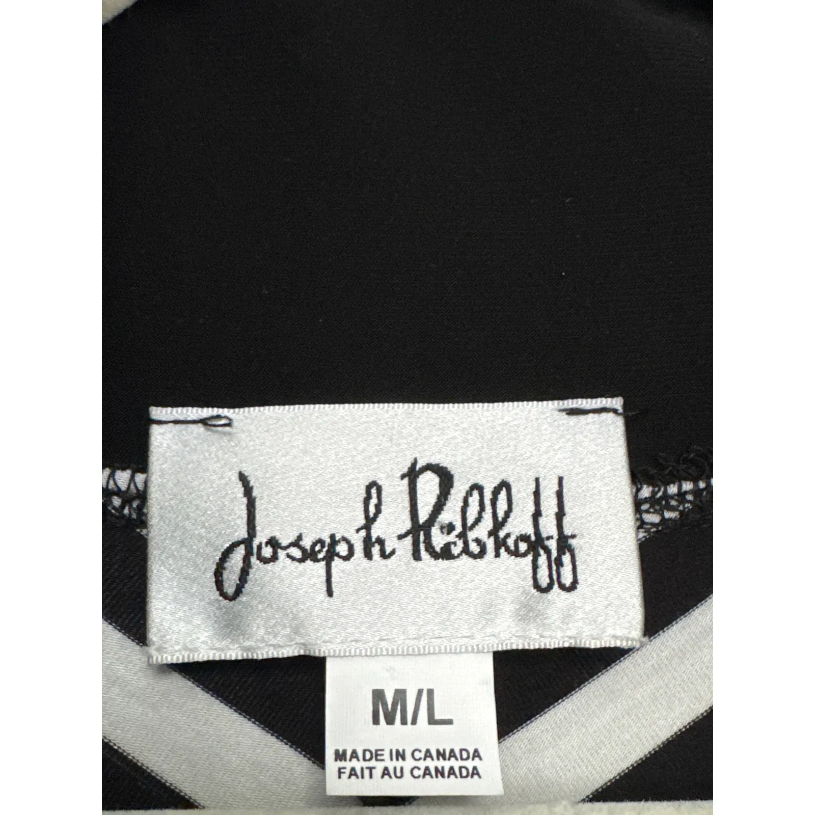 Joseph Ribkoff Black White Striped Asymmetric Lagenlook Open front Cardigan M-L - Image 11