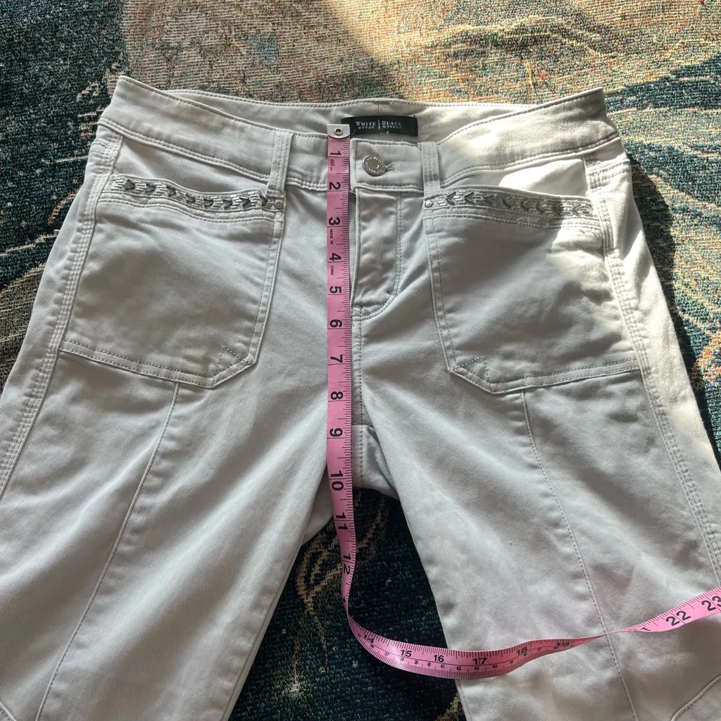 White House Black Market Slim Crop Pants Women’s 2 Gray Moto Zip Stretch Utility - Image 12
