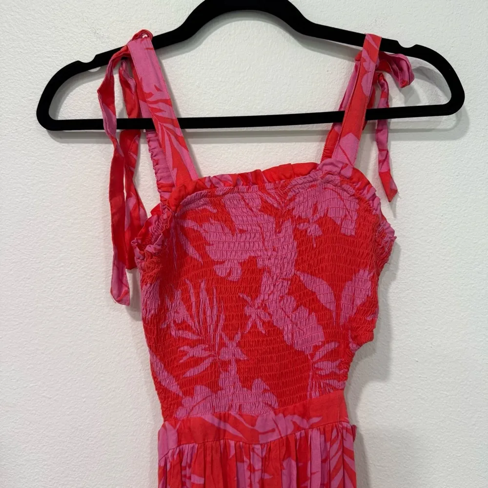 Japna Pink Red Floral Cut Out Maxi Dress S - Image 2