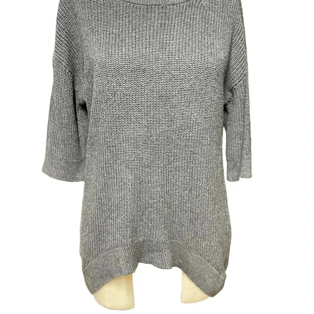 Intermix Charcoal Gray‎ Cotton Silk High-Low Sweater Size Medium - Image 3