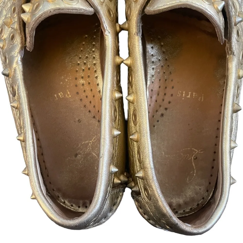 CHRISTIAN LOUBOUTIN Yacht Spikes Flat Boatshoes Nappa Gold 36.5 - Image 7