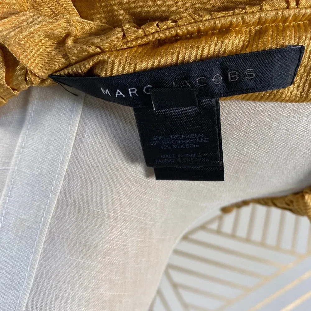 Marc Jacobs Mustard Yellow Silk‎ Ruffle Dress - Image 8