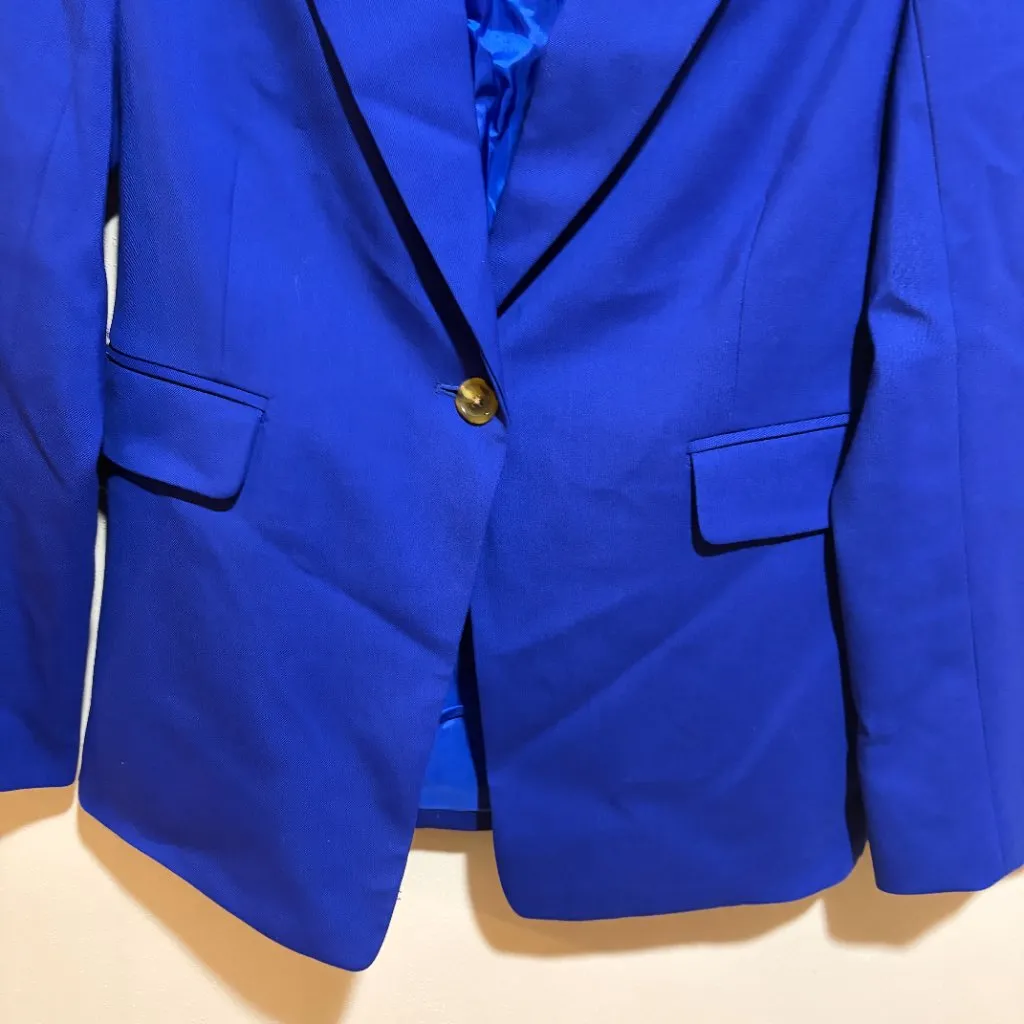 Argent Single Button Blazer in Seasonless Wool Cobalt Blue Size 4 - Image 8