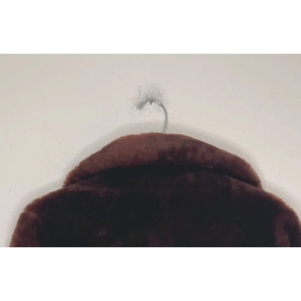 Vintage 40s 50s Mouton Fur Coat Jacket Dark Brown - Image 6